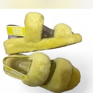 UGG Women's Yellow Fluffy Slippers